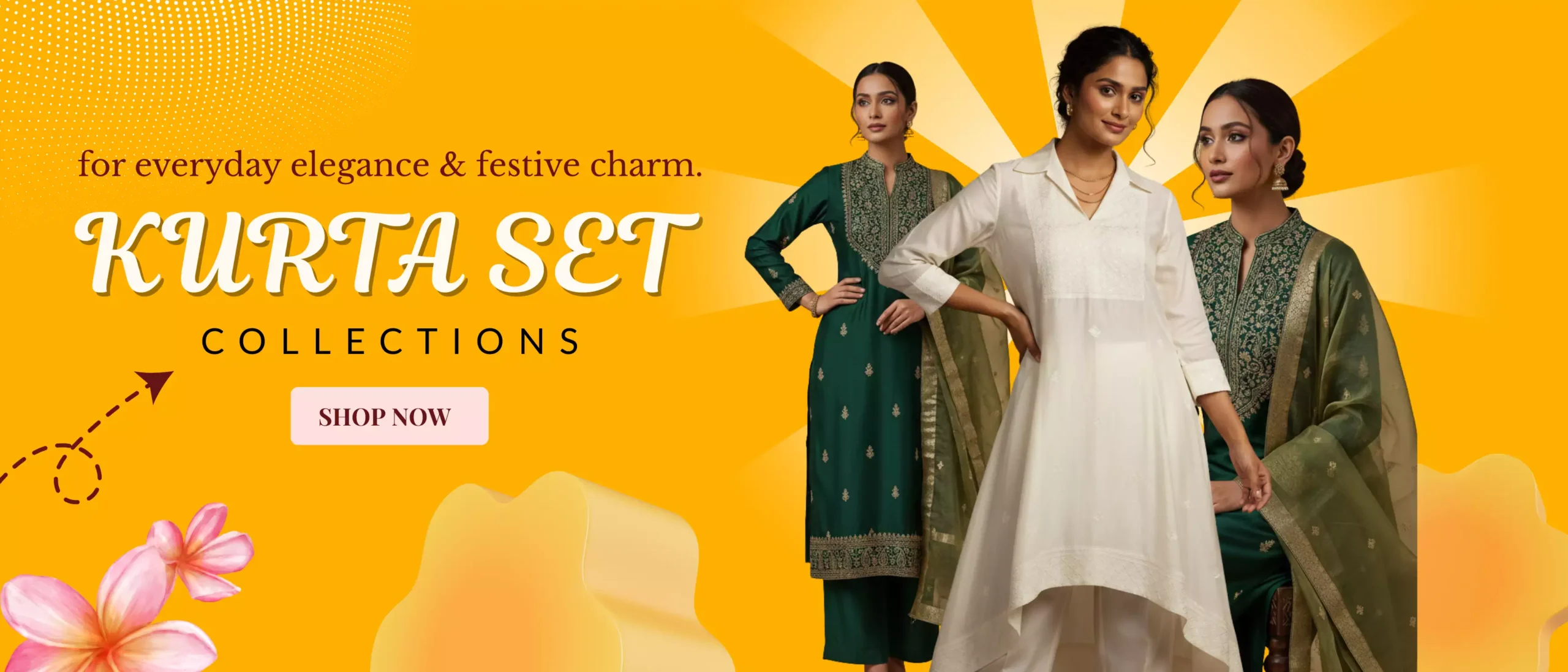 Yellow and White Modern Fashion Collection Design (3500 x 1500 px)