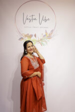 ORANGE MUL CHANDERI WITH AARI JARI WORK SUIT - Image 3