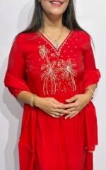 RED SEMI PARTY WEAR SUIT - Image 4