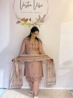 CHANDERI 3 PIECE SUIT WITH COTTON PANTS